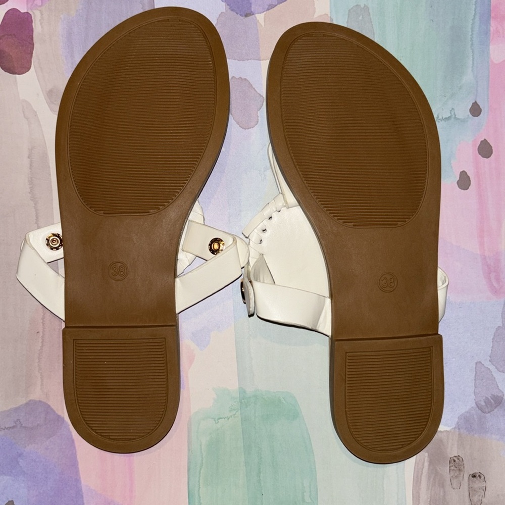 Baseball sandals. Size 38. Gold snaps. Never worn. - Picture 2 of 4